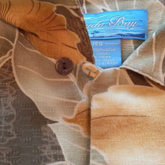 BAHAMA BAY Tropical Button Shirt Silk Green Island Beach Party SZ XL - Picture 6 of 6
